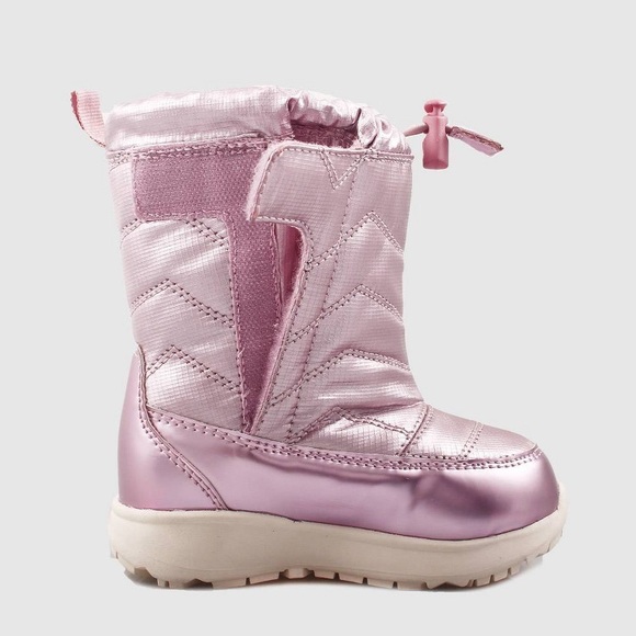 Girls Snow Boot Pink Metallic Winter Cozy Shoe NEW - Picture 4 of 6